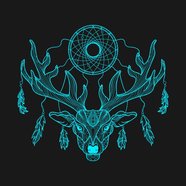 Mandala neon deer design with a deer designed in a mandala style by g14u