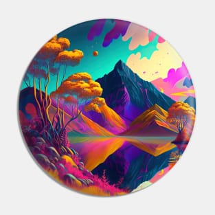 Colorful Psychedelic Landscape Mountains Pin