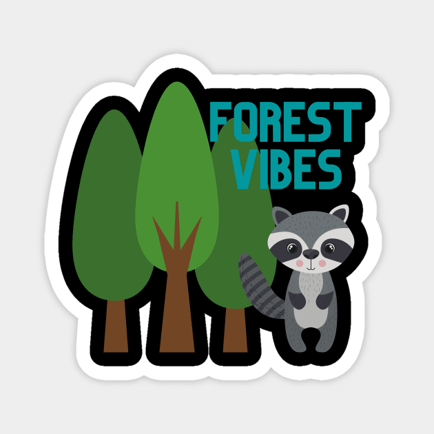 Cute Forest Vibes Raccoon Nature Design Magnet by CrazilykukuDesigns