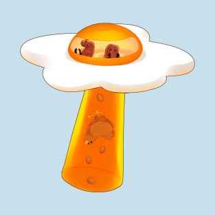 U.F.E. - Unidentified Frying Egg - Breakfast UFO Abducting Chicken T-Shirt