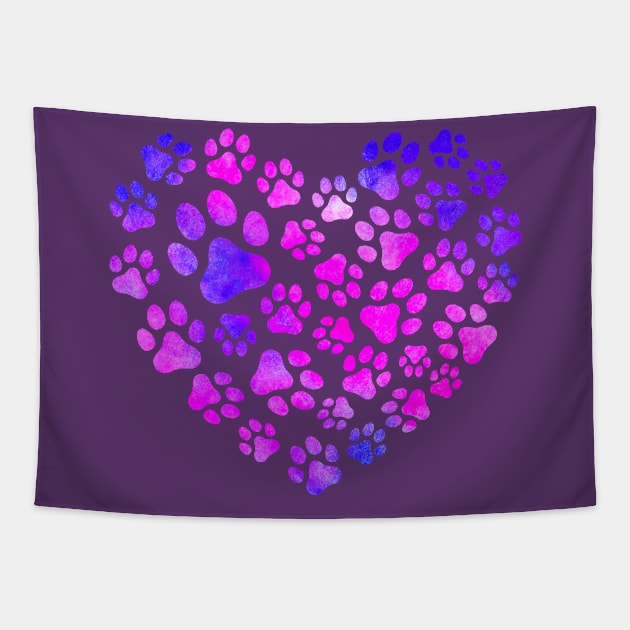 Paw Prints Heart Tapestry by Courtney's Creations