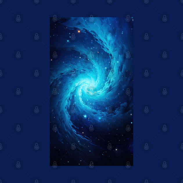 blue galaxy with stars spinning around black hole by Maverick Media