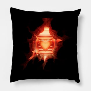 Burning Heart  Anamorphic Illusion  ( Large Print ) Pillow