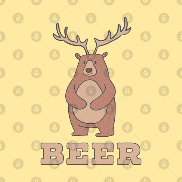 Funny Beer Bear Deer by Liberty Art