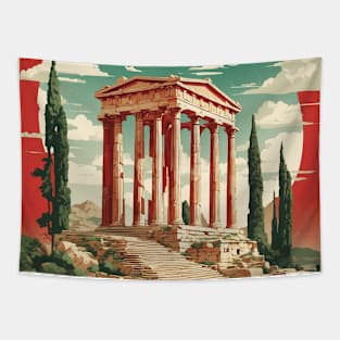 Temple of Apollo Greece Tourism Vintage Travel Poster Tapestry