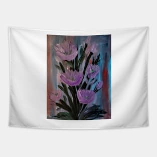 Some abstract purple lillys flowers grow wild Tapestry