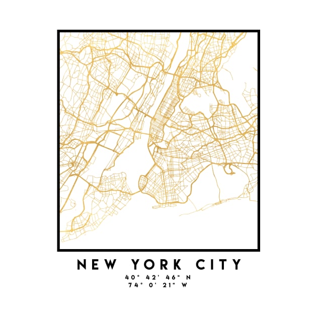 NEW YORK CITY CITY STREET MAP ART by deificusArt