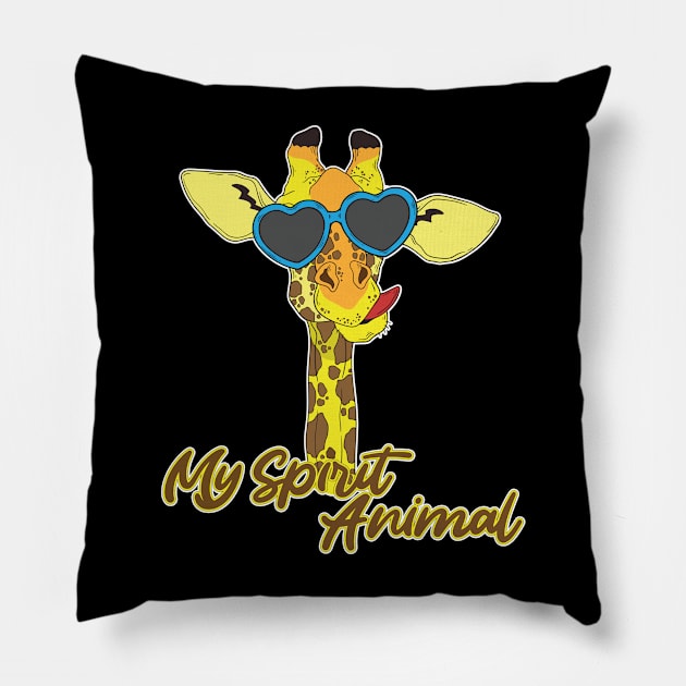 Giraffes are my Spirit Animal Pillow by Designs by Darrin