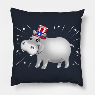 America Patriotic Hippo Pillow