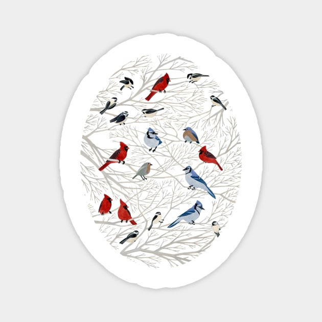 Winter Birds Magnet by Golden Section