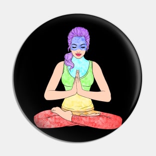 7 Chakras Meditation Woman Pin