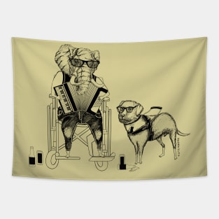 Play It Jumbo! Elephant Labrador Retriever Accordion Wheelchair Tapestry