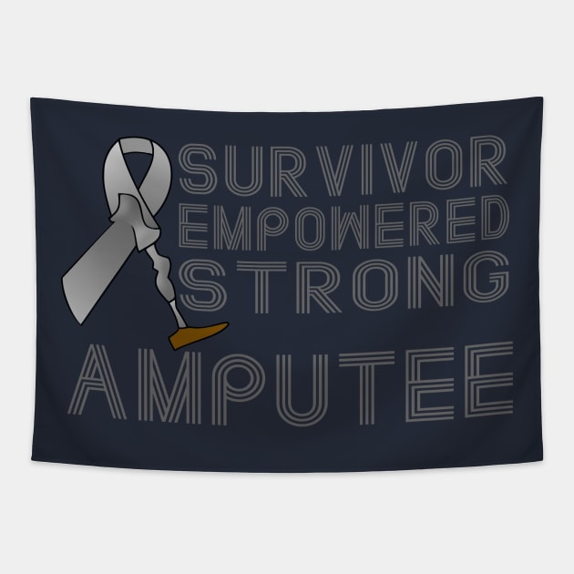 Survivor, Empowered, Strong Amputee Ribbon Tapestry by AlondraHanley