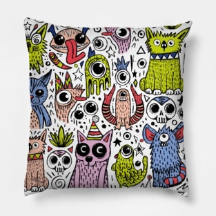 Cute hand drawn characters Pillow