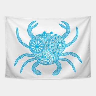 Mandala Crab (light blue and white) Tapestry