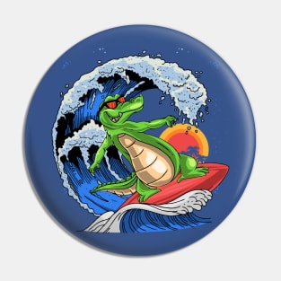 Surfing Alligator Pin