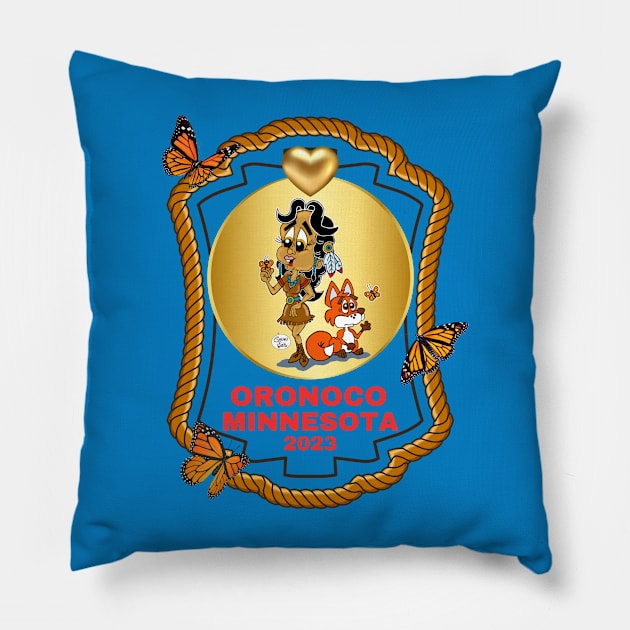 Cute Oronoco Minnesota native girl red fox butterflies all part of Gold Rush Gang 2023 Pillow by Shean Fritts 