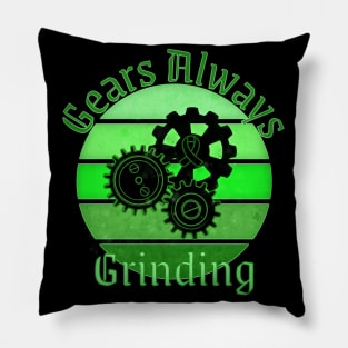 Mental Health Awareness Gears Always Grinding Overthinking Retro Sunset Pillow