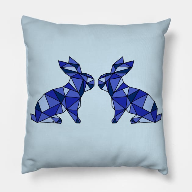 Geometric Rabbits Pillow by HLeslie Design