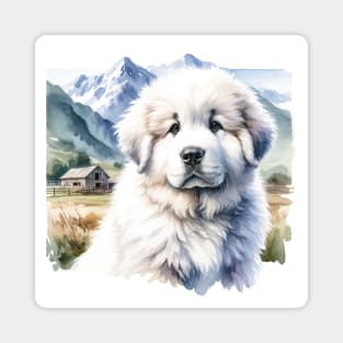 Watercolor Puppies Great Pyrenees - Cute Puppy Magnet