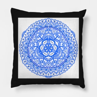 Mandala in blue aquarelle Pillow