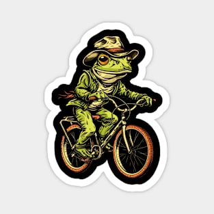 Funny Frog On A Bike Magnet