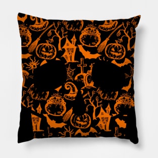 Skull Halloween Silhouette Icon Costume Pillow