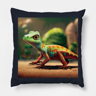 Brightly Coloured Lizard in the Desert Pillow