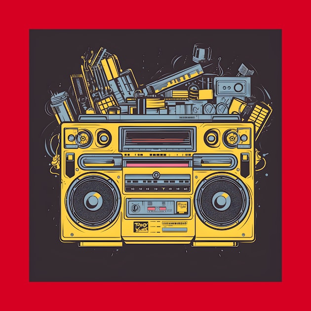 Ghetto Blaster Boom Box 80s Hip-Hop Stereo by Grassroots Green