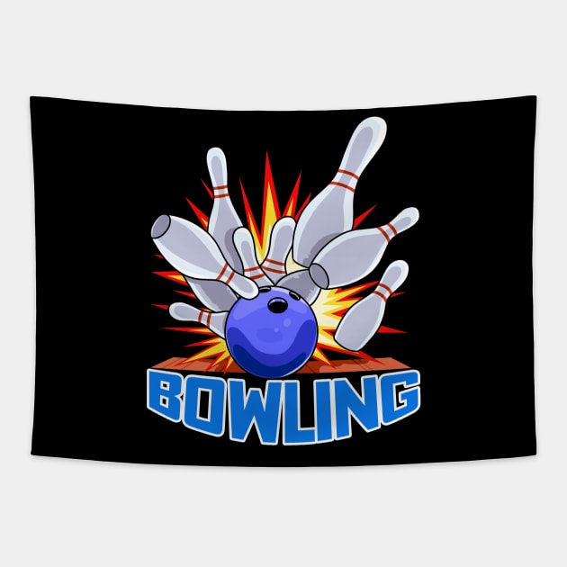 Bowling Ball 10 Pins Bowler Tapestry by Noseking