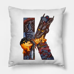 Initial Letter K doodle art Pillow