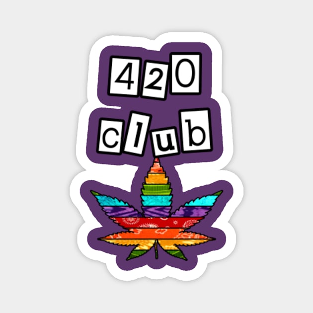 420 Club Rainbow Striped Marijuana Leaf Magnet by artbyomega