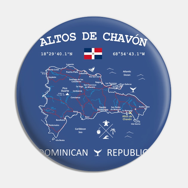 Altos de Chavón Dominican Republic Flag Travel Map Coordinates GPS Pin by French Salsa