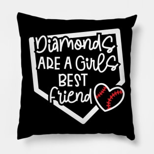 Diamonds Are A Girls Best Friend Softball Baseball Cute Pillow