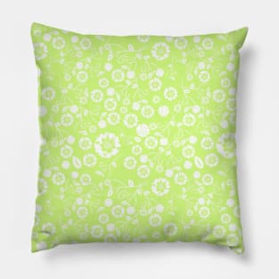 Green Wildflower Floral Pattern Pillow