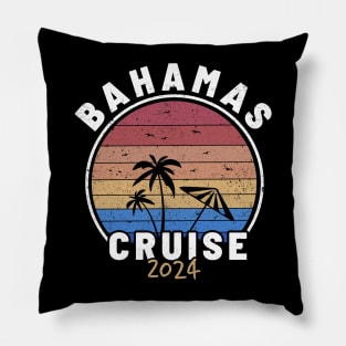 Bahamas Cruise 2024 - Sunset Retro Blue Pillow