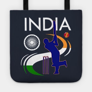 India Cricket With Indian Flag Brush Stroke Tote