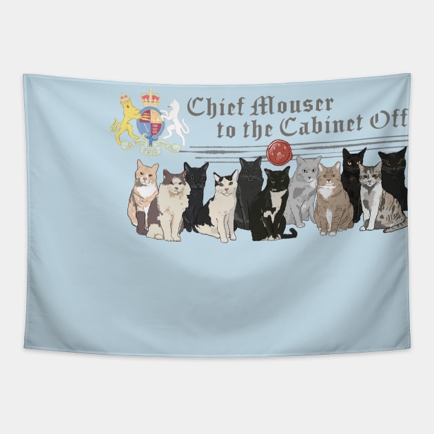 Chief Mouser to the Cabinet Office - Group Front, Individual Mouser Portraits on back Tapestry by Maiden Names