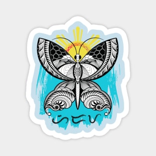 Tribal line Art Butterfly / Baybayin word Hiraya (Imagination) Magnet