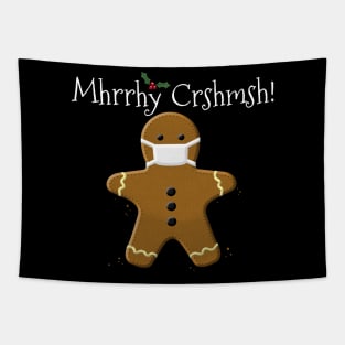 Social Distance Christmas Gingerbread Man Cookie & Face Mask Tapestry