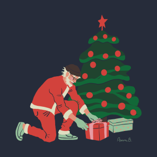 Hipster Christmas Santa by the Tree T-Shirt