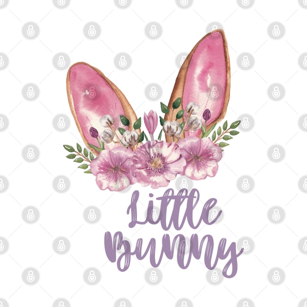 Little Bunny - Easter Bunny Ears with Purple Flowers by Patty Bee Shop