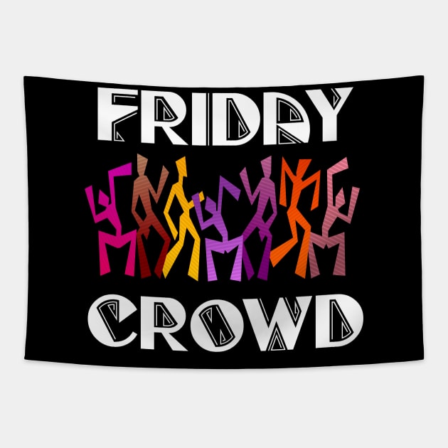 Friday crowd colorful dancing people Tapestry by All About Nerds