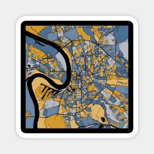 Dusseldorf Map Pattern in Blue & Gold Magnet