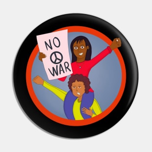Two Girls Protesting Against War Pin