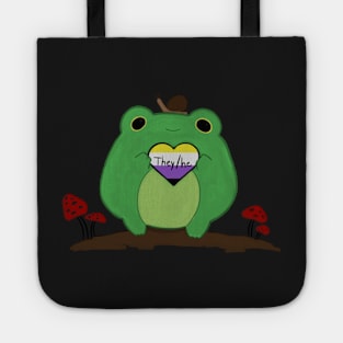 Pronoun Frog They He Nonbinary Tote