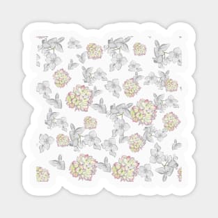 Grey and Pink Hydrangea pattern Magnet