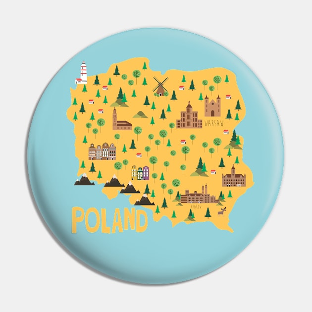 Poland Illustrated Map Pin by JunkyDotCom