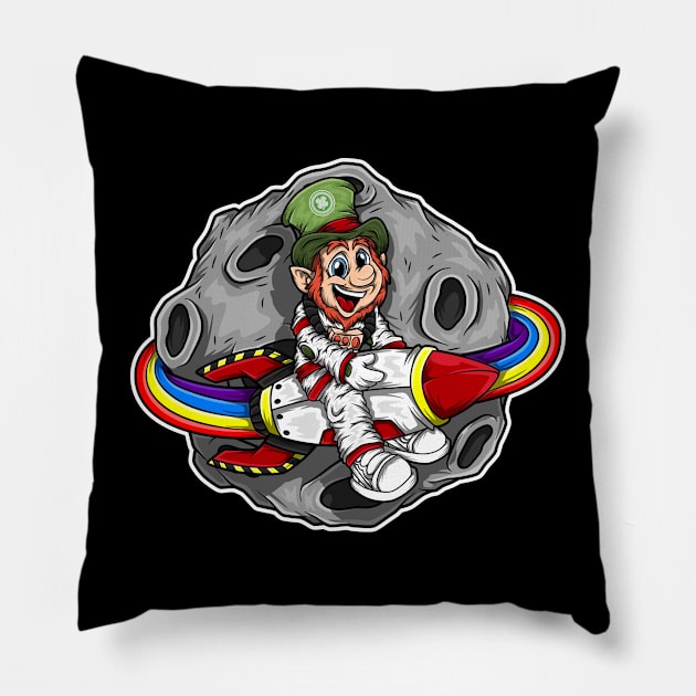 Leprechaun to the Moon! Pillow by Leprechaun Finance