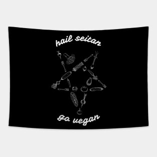 Hail seitan, go vegan / WHITE / Tapestry